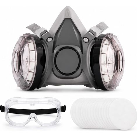 Demi Masque Respiratoire avec Lunettes, Kit 20 Filtres de Rechange (1/5)