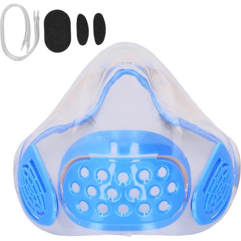 Respirateur anti-buée PC transparent, écran facial anti-éclaboussures avec filtre respiratoire, pour enseignant adulte, bleu (1/5)