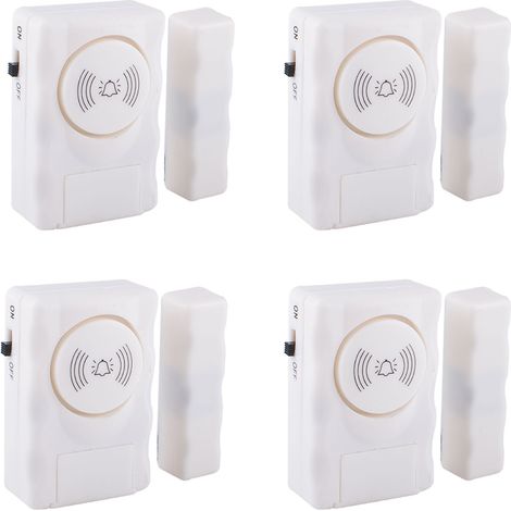 Capteur D'alarme Porte Fenêtre - Déclenchement Magnétique - Sirène 105 Db - Autonome Sans Fil - Lot De 4 (1/5)