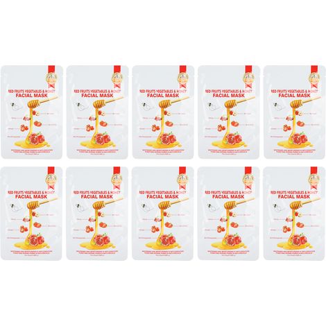Masque visage hydratant 25g x10, nourrissant aux fruits rouges et légumes, soin hydratant revitalisant. (1/5)