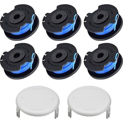 6er-Pack Drahtspulen, passend für Ryobi RAC124 AC14RL3A, Ersatzabdeckung für Ryobi One+ 18V 24V 40V, Ø1,65mm 3,4m Länge, AC14HCA-Abdeckung (6 Spulen + 2 Deckel) (1/5)