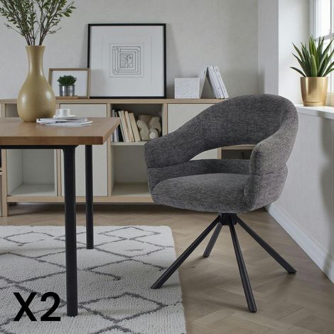 Fauteuil de table pivotant gris  à dos ouvert (lot de 2) IENA (1/5)
