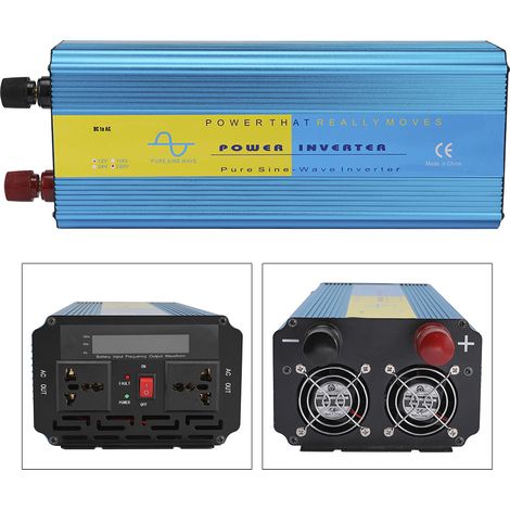 Convertisseur de courant continu 3000 W DC 12 V pour voiture, onde sinusoïdale pure, prise universelle pour ordinateurs portables et camping (110 V CA). (1/5)