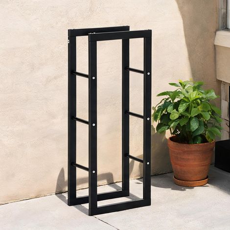 Porte-bûches noir en métal 40 x 25 x 100 cm (1/5)