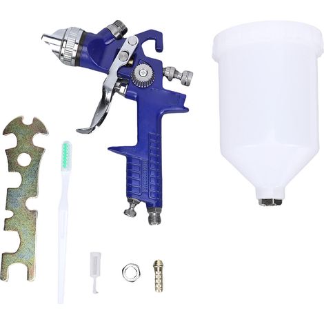 Pistola a spruzzo HVLP, ugello da 1,7 mm, serbatoio da 600 cc, alimentazione a gravità, ideale per verniciatura di auto, mobili e pareti. (1/5)
