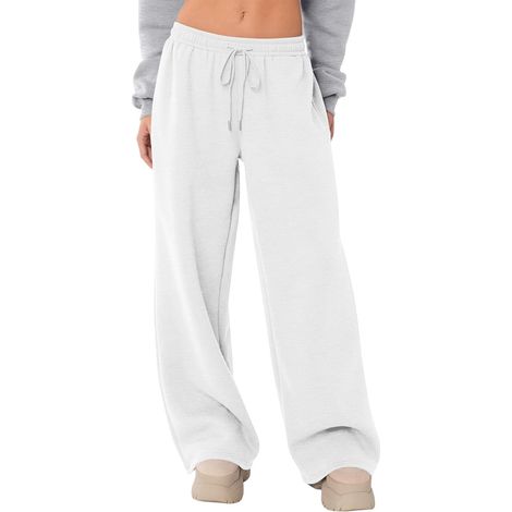 Pantalon pour femme - Jambe large - Taille haute - Cordon de serrage - Pantalon de survêtement d'hiver - Pantalon de jogging d'extérieur avec poches - Pantalon de survêtement cargo pour femme (1/5)