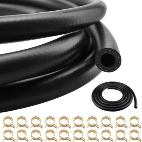 Tuyau d'essence 3 mètres tuyau de carburant 6mm diamètre intérieur durite essence tuyau durite d'essence avec 20 pièces colliers de serrage pour voiture moto tracteur (1/5)