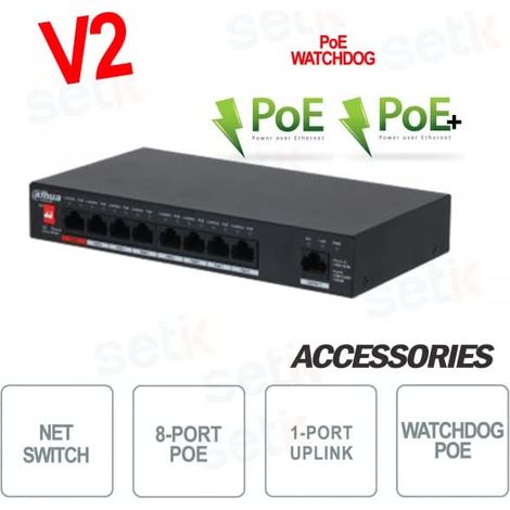 PoE-Switch PFS3009-8ET1GT-96-V2 8-Port Dahua (1/2)