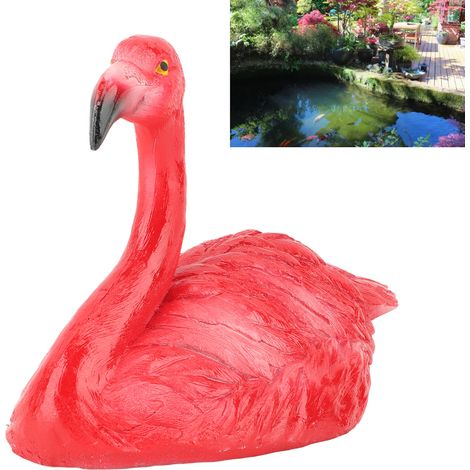 Decoración flotante de resina con forma de flamenco para estanque, acuario, jardín, patio o césped pequeño flamenco rojo con la cabeza erguida regalo original. (1/5)