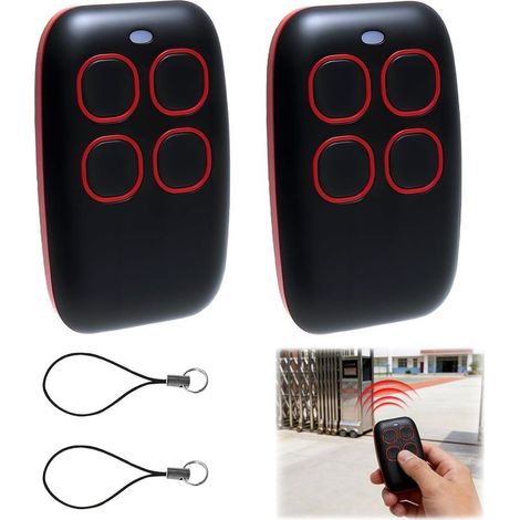 Télécommande universelle de porte de garage 433 MHz, code de roulement multifréquence 4 en 1 et code fixe, compatible avec plus de 90 marques, Ouverture de porte de garage universelle 433 MHz, rouge ( (1/5)