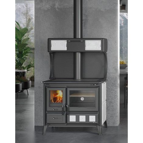 Cuisinière à bois - LA NORDICA Gardenia XXL Ceramica 10.5 kW Bordeaux - Sans chauffe plat (1/4)