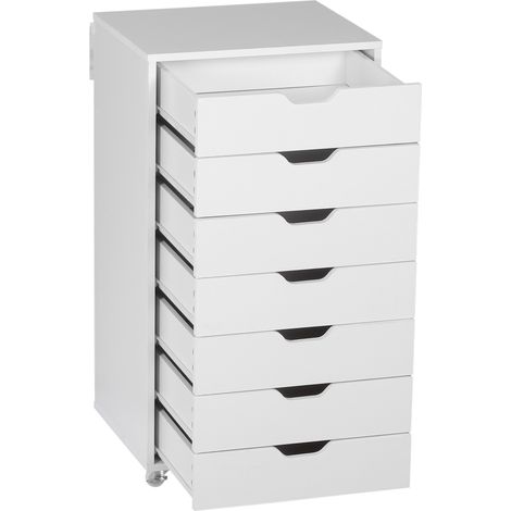 Cajonera de oficina con 7 cajones y ruedas, blanco, 47,5 x 39,5 x 90 cm (1/5)