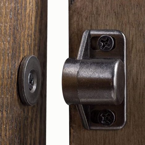 Magnético, Cierre magnético potente para armarios de cocina y muebles, Aleación de zinc, Forma redonda, 4 piezas, Rojo antiguo (1/2)