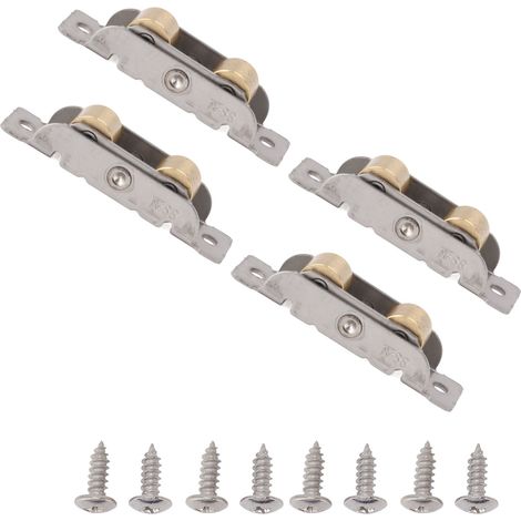 Jeu de 4 roulettes de rechange pour porte-fenêtre coulissante, roulement type 88, double roue plate en cuivre, pour la maison et le bureau. (1/5)