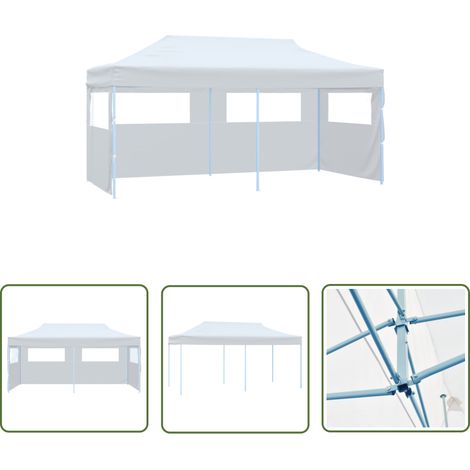 Tente de mariage - vidaXL Tente de réception pliable avec parois 3 x 6 m Acier Blanc - Tente de fête (1/5)
