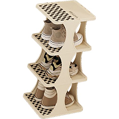 Casier à Chaussures 4 Étages, Étagère à Chaussures pour 4 Paires, Rangement Gain de Place, Tour à Chaussures pour Maison, Porte, Chambre (1/5)