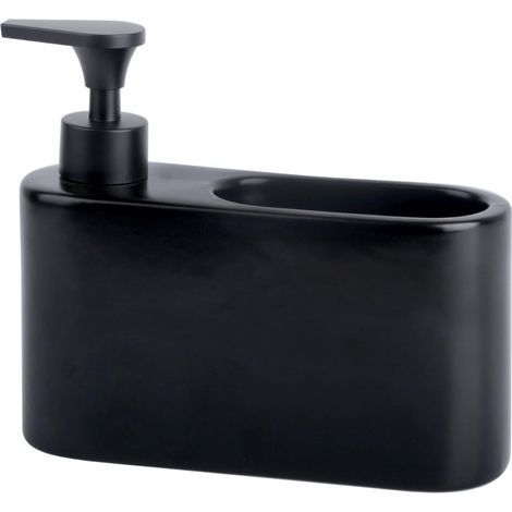 Distributeur Liquide Vaisselle Porte Eponge pour Cuisine Distributeur Savon Liquide pour Les Mains avec Espace Matériel: céramique Couleur: Noir