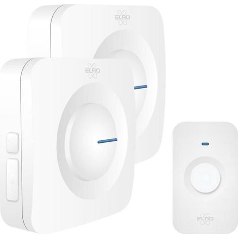 Sonnette de Porte sans Fil ELRO DB3000 - 2x récepteur à Piles - 64 Mélodies - 300m - Blanc (1/4)