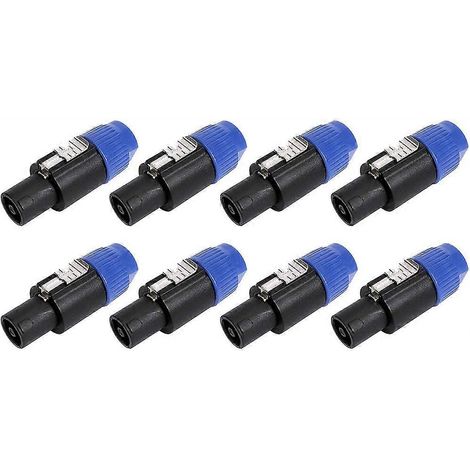 Connecteur adaptateur audio 4 pôles, pack de 8 fiches pour haut-parleur, câble de connexion stéréo, prise mâle universelle, compatible amplificateur et enceinte, kit de raccordement robuste, qualité p (1/5)
