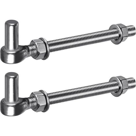 Charnière de Portail M16, 2pcs Quincaillerie à œillet de Champ Robuste 16mm Crochet pour Goupille de Suspension de Jardin en Métal pour Portail de Ferme/Clôture en Bois/Allée, 440lbs/20cm (1/5)