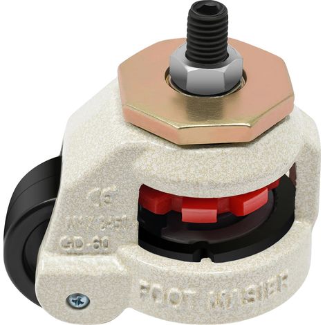 Ruedas giratorias de alta resistencia con nivelación de 360 grados, color negro y blanco. (1/2)