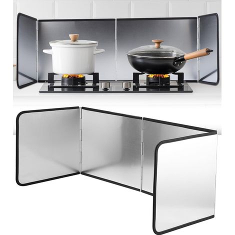 Plaque Anti Projection Cuisine, 4 Côtés Anti Eclaboussure Cuisine Pliable Protection D'Écran Anti-Éclaboussures, Facile À Nettoyer Kitchen Gadgets pour Cuisson, Rôtir, Évier