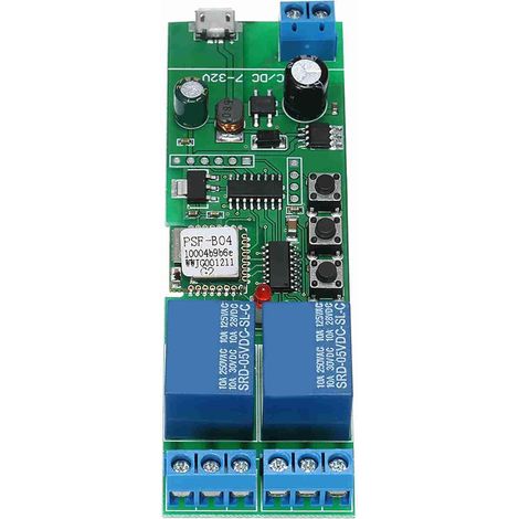Interruptor WiFi inteligente, módulo universal, 2 canales, inalámbrico, temporizador, control mediante aplicación móvil, luz por voz. (1/2)