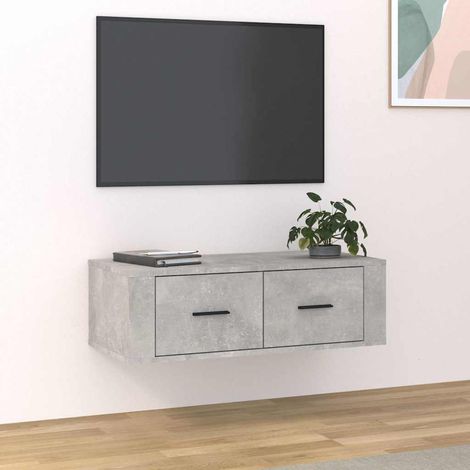 vidaXL Meuble TV suspendu Gris béton 80x36x25 cm Bois d'ingénierie (1/5)