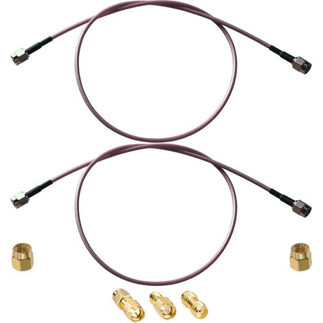 2 Pièces Câble d'extension SMA Antenne Mâle à Mâle Câble Coaxial RG316 50cm pour 4G Pi 2.4 GHz WiFi Wirelesse Routeur CB Radio+3 Pièces Adaptateurs SMA Kits (1/5)