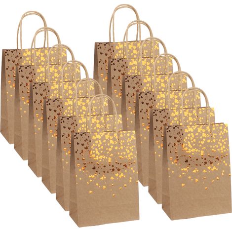 Sachets en papier Hot Heart, 12 sachets cadeaux moyens dorés à la feuille d'or pour mariage, Halloween, Noël (1/5)