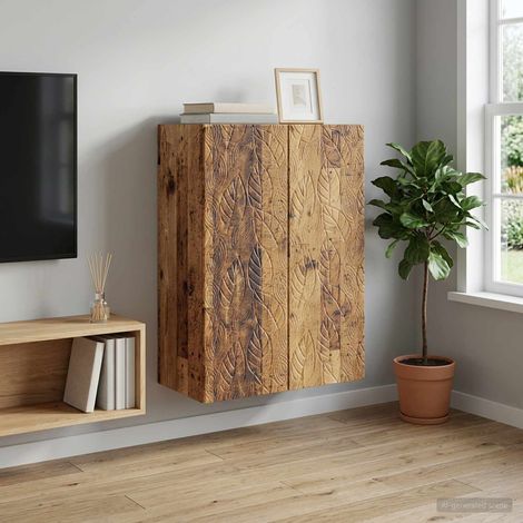 Armoire murale en bois d’ingénierie, 2 portes, 2 étagères, 66 x 34,5 x 90 cm - PANGIVO (1/5)