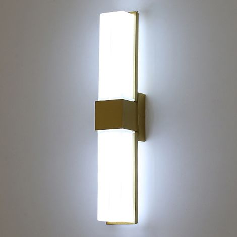 AUTRUCKER Applique murale LED extérieure pour cour, applique murale minimaliste de style nordique pour couloir, double tête, dorée-14W, lumière blanche (1/5)