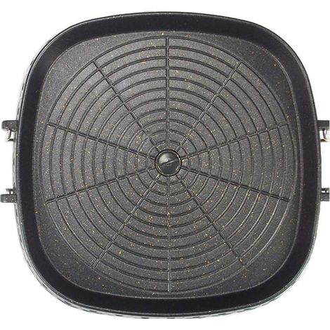 Poêle à griller carrée de style coréen avec surface revêtue de Maifan anti-adhésive et sans fumée pour l'intérieur et l'extérieur (1/5)