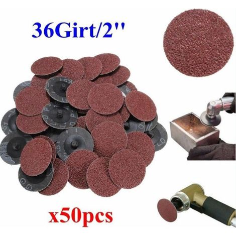 SABIR 50Pcs 36 Grit 2' Roll verrouillage Ponage disques Type R Roloc Convient pour Abrasif (1/4)