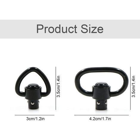 Qd Sling Swivel Mount Heavy Duty Quick Release DéTache Push Button-1.25in 2 Point DéTacher Touche Poussoir Clip Loop Strap Detach Raccord Rapide for Straps(4 PièCes,Noir) (1/4)