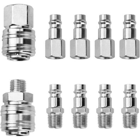 1/4BSP Raccord Coupleur Rapide Compresseur Accessoire d'Air Tuyau Air Comprimé du Connecteur Male Femelle (1/5)