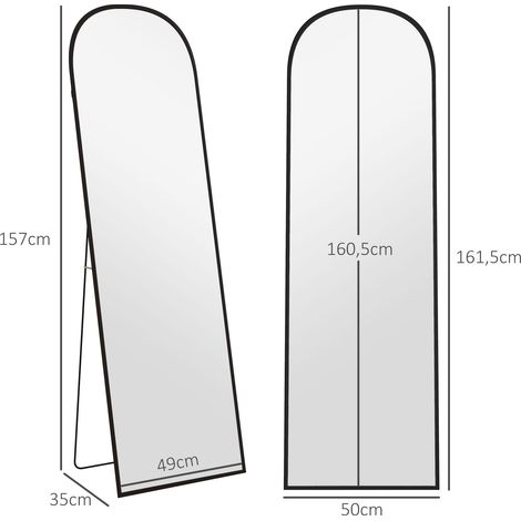 Miroir sur pied, miroir pleine longueur, grand miroir, design moderne, 50 cm x 1,5 cm x 161,5 cm, noir (1/5)