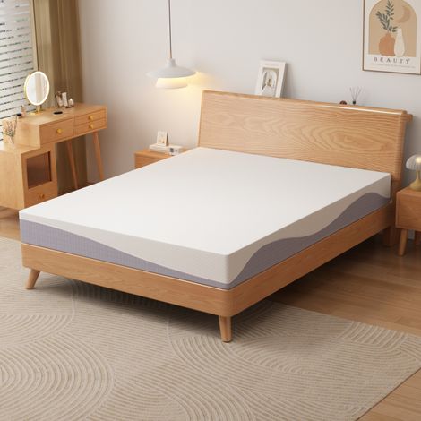 Matelas 140x200 cm, réversible H3/H4, hauteur 20 cm, blanc et gris, en mousse