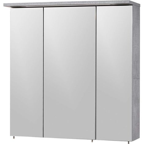 Schildmeyer Armadietto a Specchio 128522, Grigio Pietra, 70,5 x 16 x 72,5 cm (1/4)