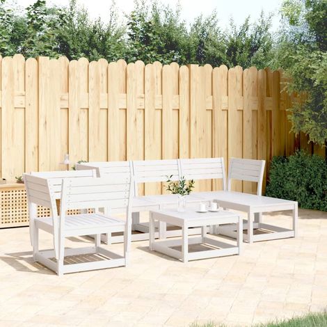 5-tlg. Garten-Lounge-Set Weiß Massivholz Kiefer vidaXL (1/5)