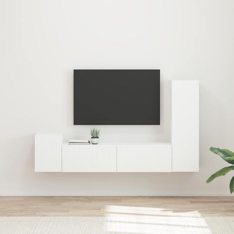 TV-Schrankset Wandmontiert 4 pcs Weiß Holzwerkstoff