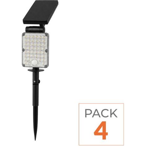Pack de 4 - Spot LED Extérieur 3-CCT à Piquer IP65 Solaire 8W 1150lm 144lm/W avec Détecteur - SILAMP