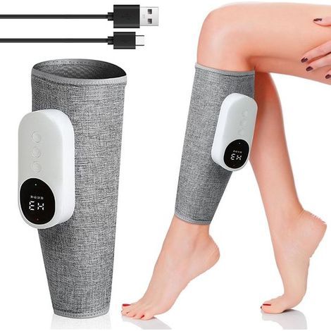 Bein- und Wadenmassagegerät – Verstellbarer Umfang bis zu 57 cm – Grau – 2000-mAh-Akku – Kabellos (1/5)