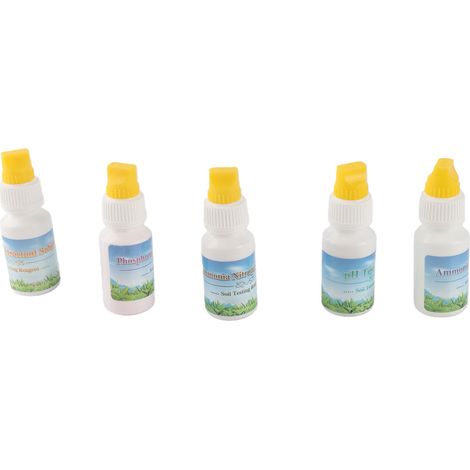 Kit Test Sol NPK et pH pour Jardinage + 5 Fioles Réactifs + Tube Essai + Guide Couleurs Analyse Fertilité Sol Facile Rapide (1/5)