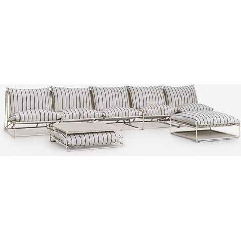 Conjunto de jardín con sofá modular de 5 piezas, mesa auxiliar y puff convertible Amaro SKLUM