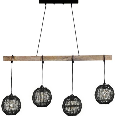 Globo - lampada a sospensione - Hermi II - nero - legno metallo - (1/3)