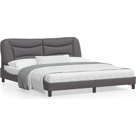 Cadre de lit avec lumières LED gris 180x200 similicuir (1/5)