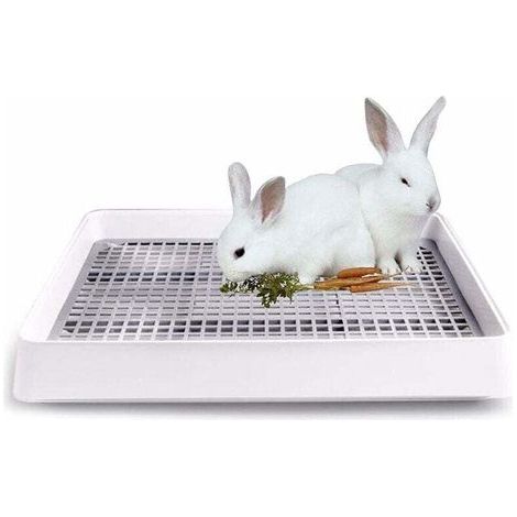 Bac à litière surdimensionné pour lapin et chat – Dimensions 38,3 x 30,9 x 6,5 cm – Plastique PP durable – Grille pour nettoyage facile (1/5)