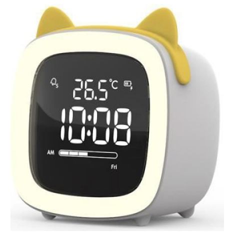 Réveil - BLANC - Mignon pour enfants - Veilleuse - Horloge de bureau - Piles rechargeables (1/4)