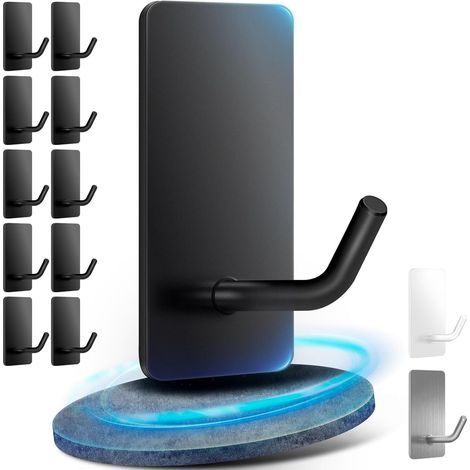 10 ganci adesivi da parete, portasciugamani da parete in grado di sostenere fino a 10 kg, ganci adesivi stabili ed extra resistenti, gancio per asciugamani senza foratura, ottima scelta per i cavalli (1/5)
